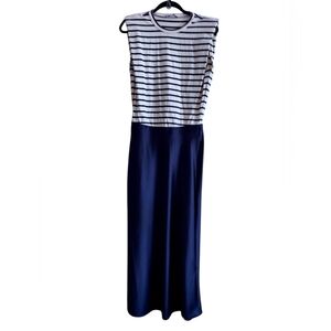 Zara Contrasting Fabric Striped Maxi Dress